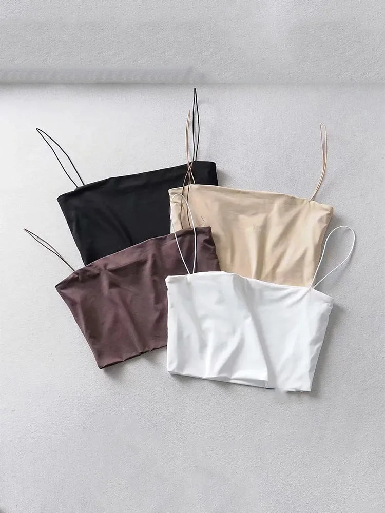 2022 Summer Women's Crop Top Sexy Elastic Cotton Camis sleeveless