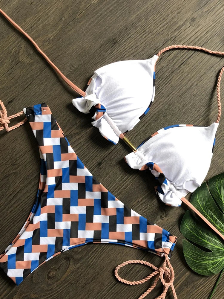 RUOTONGSEPT 2022 Striped Bikini Set Knotted Swimsuit Women Biquinis