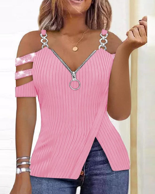 Fashion Y2K Women's Top 2023 Summer Casual Rhinestone Decoration