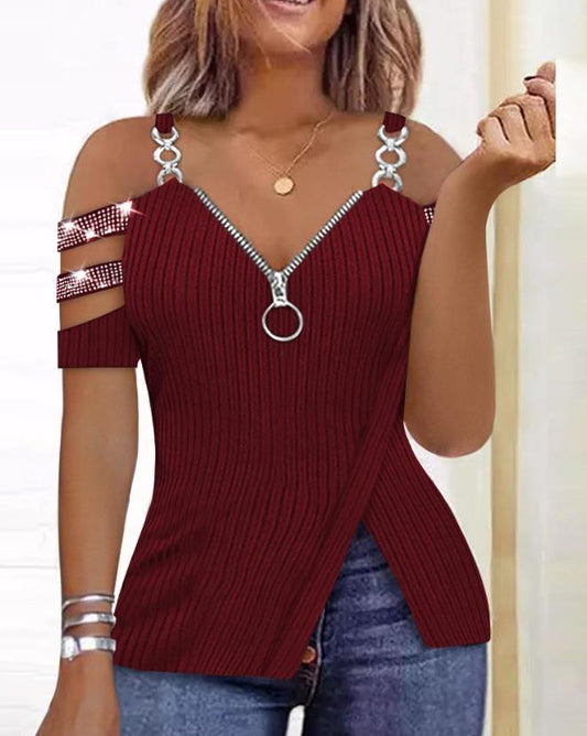 Fashion Y2K Women's Top 2023 Summer Casual Rhinestone Decoration