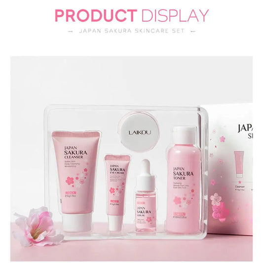 5/3pcs/Set Sakura Skin Care Sets Face Cream Serum Toner Facial