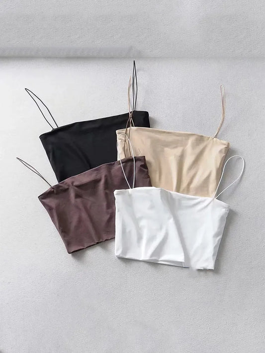 2022 Summer Women's Crop Top Sexy Elastic Cotton Camis sleeveless
