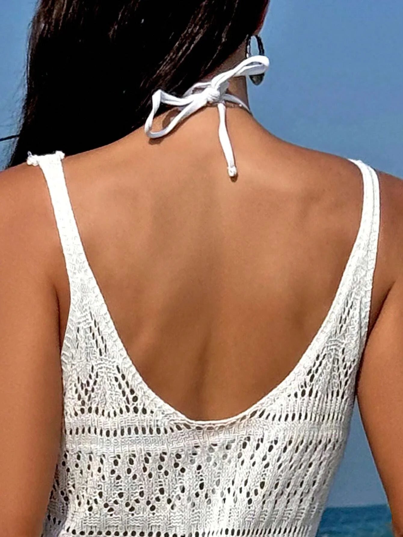 Elegant Temperament Women's Fashion Hollow Out Maxi Dress Cover up