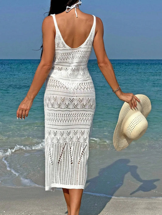 Elegant Temperament Women's Fashion Hollow Out Maxi Dress Cover up