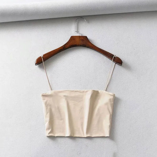 2022 Summer Women's Crop Top Sexy Elastic Cotton Camis sleeveless